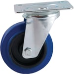 Roulette D125mm caoutchouc bleu platine pivotante AVL 527833O