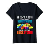 Womens Master Builder Bricks Blocks Toys Funny Gifts Men Boys Kids V-Neck T-Shirt