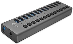 i-tec Hub USB Alimenté, Hub USB 3.0 à 13 Ports Dédiés à la Charge avec Interrupteurs Marche/Arrêt - Concentrateur USB 3.0 avec Alimentation Externe 60W