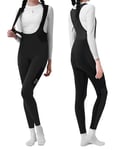 INBIKE Salopette de cyclisme pour femme d'hiver, pantalon de vélo de route avec fond de pantalon de cyclisme avec bretelles coupe-vent en molleton, salopette thermique avec poches pour VTT, anti-choc