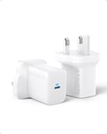 USB C Plug, 30W Anker 312 USB C Charger with Compact Design, 2-Pack Fast Charger for iPhone 14/13/12 Series, Samsung S23, Pixelbook, iPad Pro, and More (Cable Not Included)