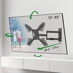 Support Mural Pour Tv De 67 Cm De Long, Pivotant/Inclinable, Plat Et Incurvé, Supporte Jusqu'À 50 Kg, Extension Extra Longue, Pour Écran Lcd Led, Oled, Vesa 600 X 400