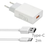 Pour Kapsys Smart Vision 2 : Chargeur USB 2A + Câble Type-C 2 mètres