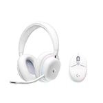 Logitech G - Ensemble Gamer sans Fil, Casque G735 et Souris G705, éclairage LIGHTSYNC RVB Personnalisable, Lightspeed sans Fil, Bluetooth, PC/Mac/Ordinateur Portable - Blanc White Mist