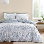 Bianca Hedgerow Hopper Parure de lit Simple en Coton 200 Fils avec Housse de Couette et taie d'oreiller Bleu