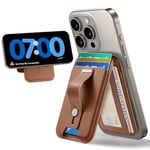 ESR for MagSafe Wallet, 5 Card Holder, iPhone Wallet with Adjustable Stand, Secure Grip Finger Loop, Magnetic Wallet for iPhone 16/15/14/13/12, Not for iPhone 13/12 mini, Not Find My Compatible, Brown