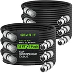 GearIT Lot de 6 câbles de microphone XLR vers XLR mâle vers femelle - Câble XLR blindé symétrique à 3 broches pour mixeur de micro, studio d'enregistrement, baladodiffuseurs, noir, 4,6 m