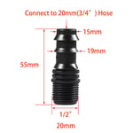 Raccord de tuyau d'arrosage en plastique,raccord de tuyau d'irrigation,connecteur cannelé,filetage mâle femelle,1/2,3/4,1/2,1 pouce,16mm,20mm,25mm - Type 1I2 inch to 20mm #B