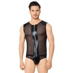 Débardeur tee shirt et string sexy pour homme zip effet mouillé - Taille XL