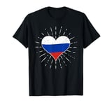 Russian Flag Vintage Heart - Russia Fan Retro T-Shirt