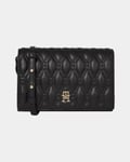 Tommy Hilfiger TH Refined Flap Quilted Womens Crossover Bag - Black - One Size