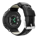 MoKo Bracelet pour Garmin Forerunner 235/235 Lite/220/230/620/630/735XT/Approach S20/S6/S5, Classique en Cuir Véritable Bande de Montre Bracelet avec Fermoir en Métal - Noir