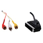 Scart Plug to 3x RCA Phono Male Plugs Lead 1.5m