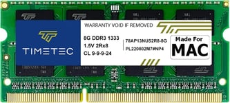 8 Go Compatible pour Apple DDR3 1333 MHz PC3-10600 CL9 pour Mac Book Pro (début/Fin 2011), iMac (mi 2010, mi/Fin 2011), Mac Mini (mi 2011) SODIMM Mise à Niveau de la RAM Mac