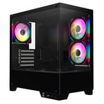 CiT Pro Charger Boîtier de Jeu Micro-ATX en Verre trempé avec 3 Ventilateurs Infinity 120 mm à Trois côtés et hub 6 Ports Inclus Noir