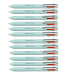 Pentel iZee BXC470-LC, Lot de 12 Stylos bille 4 couleurs encre à faible viscosité orange, rose, bleu ciel, violet, pointe large 1 mm, corps vert menthe