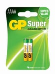 GP Super Alkaline AAAA-batteri, 25A / LR61, 2-pk