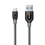 Anker, Powerline+, 0,9 m, câble USB C vers USB 3.0 A, fichier pour les appareils USB de type C, y compris Galaxy S8, S8+, S9, MacBook, Sony XZ, LG V20 G5 G6, HTC 10, Xiaomi 5 et autres, gris