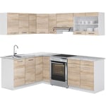 Vicco - Cuisine en angle Rick, Sonoma, 167 x 60 cm , pt Marbre