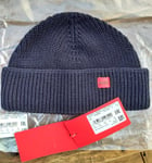 Genuine HUGO BOSS Navy FISHERMANS BEANIE Hat SOFT YARN Toque Cap 50485364