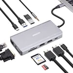 Hub USB C 2BSON 11 en 1, Adaptateur multiport vers HDMI 4K, Ethernet, PD 100W, Ports USB3.1, MicroSD/TF pour MacBook, iPad Pro, Dell, HP, Surface
