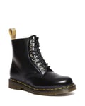 DR MARTENS Mixte 8 Eye Boot, Black Norfolk Flat & Black Borg Fleece, 43 EU