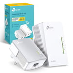 TP-Link AV600 Fast Port Powerline Adapter Wi-Fi Kit, Wi-Fi Booster/Hotspot/ Extender, Wi-Fi Speed up to 300Mbps, 2+1 Ports 10/100 Mbps | N300 Mbps+AV600 Mbps plug and play, (TL-WPA4220 KIT) White