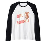 Squirrel Just a Girl Who Loves Squirrels Funny Animal lover Raglan Baseball Tee