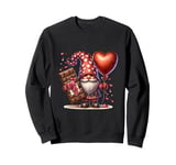 Love Gnome With Valentines Chocolate And Red Heart Balloons Sweatshirt