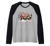 Christmas Chicken Shirt Lover Xmas Santa Hat Funny Farm Gift Raglan Baseball Tee