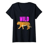 Womens Wild Child Animal RIghts,Animal Leopard Cats Kittens,Zoos V-Neck T-Shirt