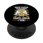 Rock Paper Scissors Cross Check I Win Funny Ice Hockey PopSockets Swappable PopGrip