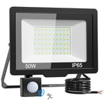 vighep 50W Projecteur LED Extérieur avec Détecteur, 5000LM IP65 étanche Spot LED Extérieur, 6500K Blanc Froid Eclairage Exterieur Detecteur de Mouvement pour Jardin