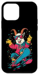 Coque pour iPhone 12 mini Animaux en snowboard- Goat on a Snowboard Snowboarding