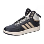 adidas Homme Hoops 3.0 Mid Lifestyle Basketball Classic Fur Lining Winterized Shoes Chaussures, Core Black/Magic Beige/Wonder White, 36 EU