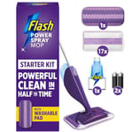 Flash Power Spray Mop Floor Cleaner Starter Kit (1 Washable Pad + 17 Disposable Pads), Spray Mops For Floors, All-In-One Spray System For Your Floors, Floor Mops For Hard Floor