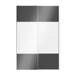 Portes de placard coulissantes 2 vantaux panneaux blancs brillants et anthracite brillants GoodHome Atomia H. 225 x L. 150 x ép. 5,5 cm