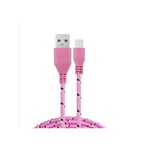 Cable Tresse 1m Micro-USB pour SAMSUNG Galaxy J3 2016 Smartphone Android Chargeur Connecteur USB Lacet Fil Nylon - ROSE