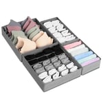 AiQInu Lot de 4 Boite Rangement Vetement, Organisateur sous Vetement Pliable, pour Ranger Sous-vètements, Soutien-Gorges, Cravates, Chaussettes