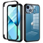 seacosmo Coque iPhone 13 Mini Antichoc avec [9H Dureté] Verre Trempé Protection écran et Caméra Arrière Protecteur Intégrale 360° Protection Ultra Mince Bumper Robuste Transparente - Noir