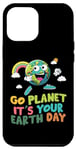 Coque pour iPhone 15 Pro Max Cute Go Planet It's Your Earth Day Peace Groovy Kids Boy Girl