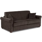 Canapé 2-3 places ROMANTICO en microfibre marron couchage 120cm convertible système express sommier lattes matelas 16 cm