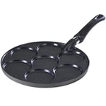 Nordic Ware Scandinavian Silver Dollar Pancake Pan, Cast-Aluminium Pancake Frying Pan, Pancake Pan for 7 Pancakes, Mini Pancake Maker - Black,17.5 x 10.2 x 2.5