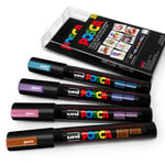 Uni Posca Pc-5m Art Marker Paint Pen - Midnight Metallic - 4 Set Plastic Wallet