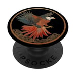 Aigle majestueux dans un cadre doré – Art oiseau japonais PopSockets PopGrip Adhésif