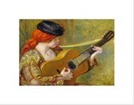 Wee Blue Coo RENOIR FRENCH YOUNG SPANISH WOMAN GUITAR FRAMED ART PRINT MOUNT B12X5109