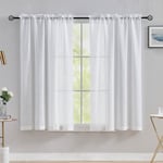 Home Brilliant White Linen Look Curtains Window Voile Panels Sheer Curtains for