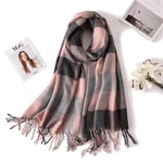 Tartan Echarpe Châle Écharpe À Carreaux pour Femmes Hiver Châles en Cachemire Enveloppes Femme Chaude Gland Pashmina Écharpes Dame Unisexe Cou-F