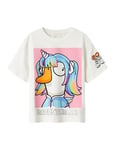 NAME IT NKFASNNE GOOSEDUCK SS NREG Top Box BFU, T-Shirt Fille, Jet Stream,