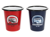 BRISA VW Collection Volkswagen Set de 2 grandes tasses en émail pour le café et le thé, pour le camping (Gobelet Legendary/Rouge & Bleu)